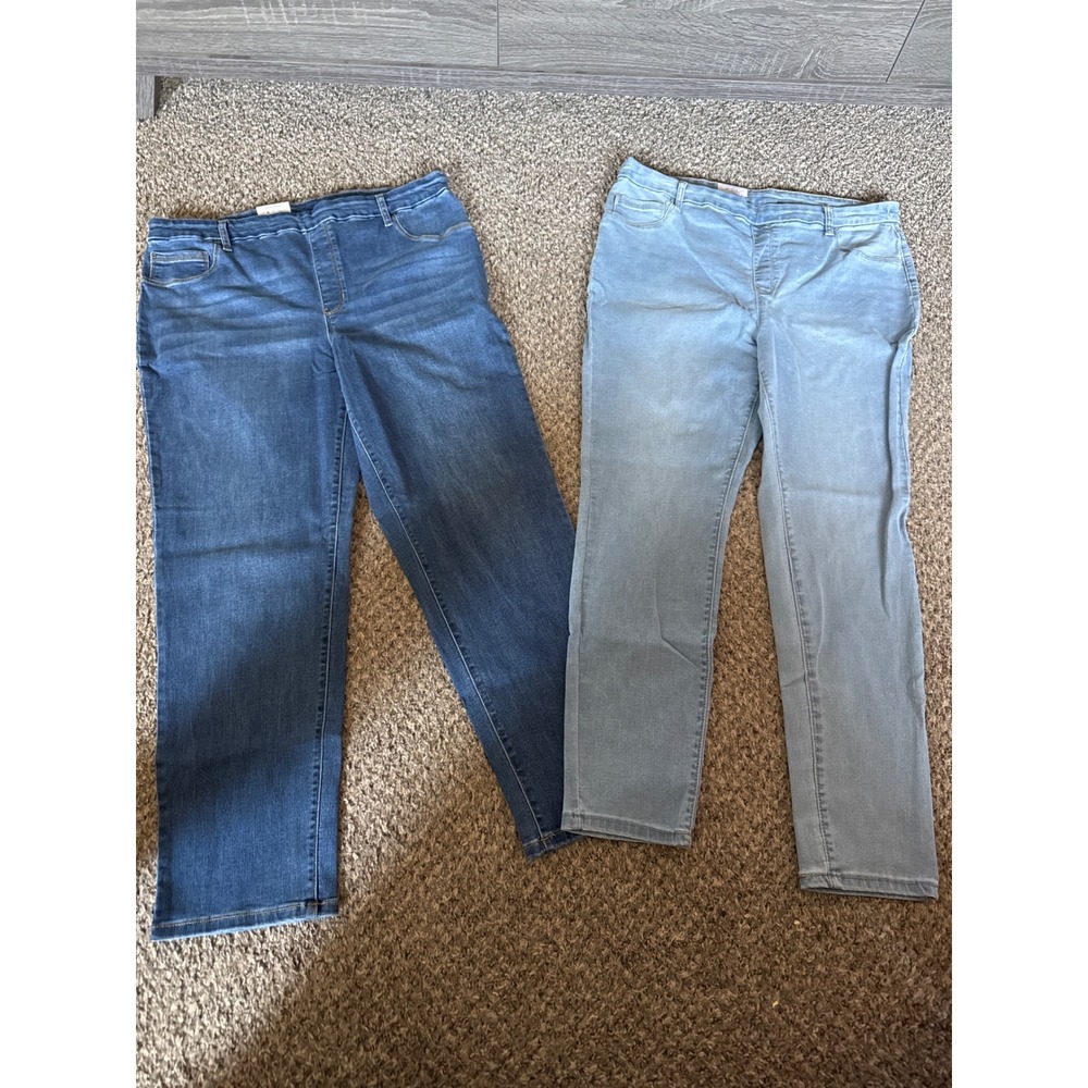 Time and Tru Women High Rise Denim Jegging Bundle Straight Skinny Blue 18